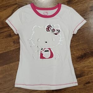 Girls Hello Kitty pink & white graphic tee size M